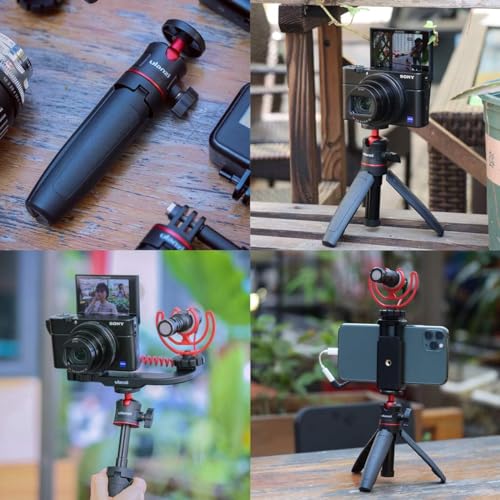 ULANZI MT-08 Extension Pole Tripod, Mini Selfie Stick Stand Handle Grip for Luna Pocket 3 4 Xtra Muse iPhone Pro Max Smartphone Canon G7X Mark III Sony ZV-1 RX100 VII A6400 A6600 Cams Vlogging - color: Black