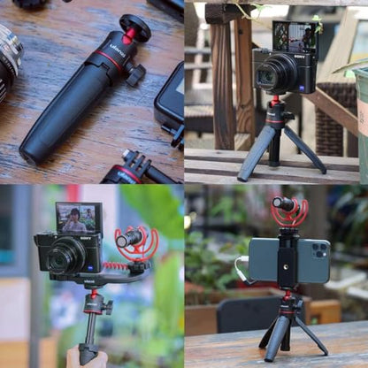 ULANZI MT-08 Extension Pole Tripod, Mini Selfie Stick Stand Handle Grip for Luna Pocket 3 4 Xtra Muse iPhone Pro Max Smartphone Canon G7X Mark III Sony ZV-1 RX100 VII A6400 A6600 Cams Vlogging - color: Black