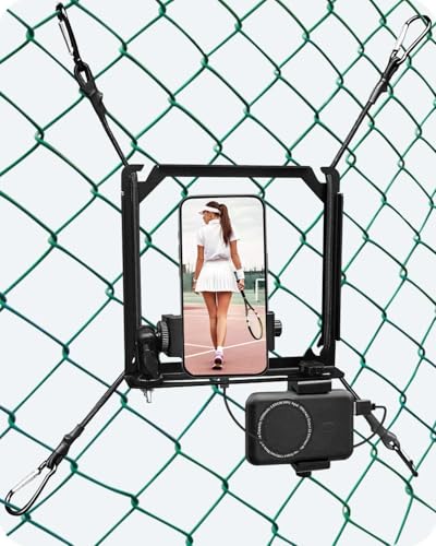 Phone Fence Mount, Fence Phones Holder for iPhone, Phones, Mevo Start and Other Action Cameras, for Recording Baseball, Football, Rugby, Softball, Hockey and Tennis Games (N2 Black) - style: Elastic foundation fence mount