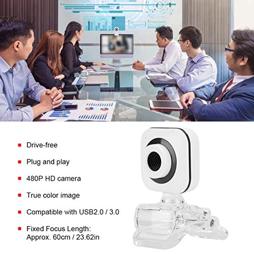 125 Web Camera, Full USB Webcam, USB FHD Web Computer Camera Built-in Microphone with Transparent Clip, Suitable for Online Teaching, Laptop PC Desktop