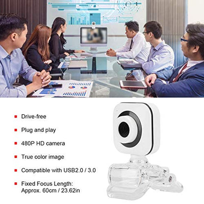 125 Web Camera, Full USB Webcam, USB FHD Web Computer Camera Built-in Microphone with Transparent Clip, Suitable for Online Teaching, Laptop PC Desktop