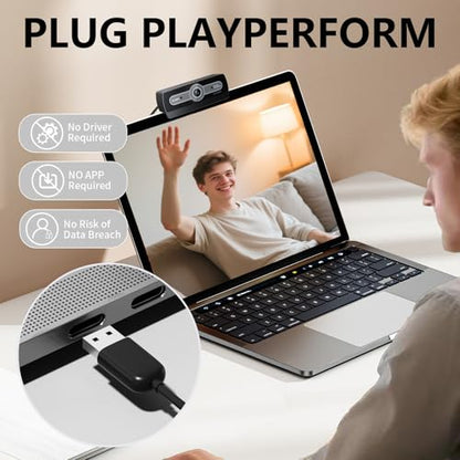 1080P Webcam with Microphone, Full HD Streaming Camera, Noise Cancelling, Auto Light Adjustment, USB Plug-and-Play Computer Camera, for Desktop PC or Laptop - style: 1080Pro webcam