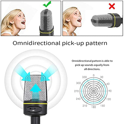 SF-920 Professional Condenser Microphone 3.5mm Corded Studio Capacitive Mic with Tripod Stand for PC Desktop Computer Gaming Condenser Microphone with Adjustable Holder