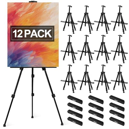 AROIC Art Painting Artist Easel Stand, Painting Display Easel Stand,Portable Adjustable Iron Tripod Display Stand with Bag, Height from 20 to 66 in for Table-Top/Floor Drawing and Displaying(12 Pack) - style: 12P