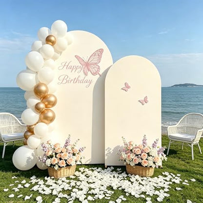 2 Pack Arch Backdrop Stand and Cover Set (7.2FT/6FT), Balloon Arch Stand, Metal Background Arch Stand, Backdrop Arch Frame, Wedding Arch for Backdrop (Ivory Cover) - color: Arch with Ivory Cover-(7.2FT/6FT)