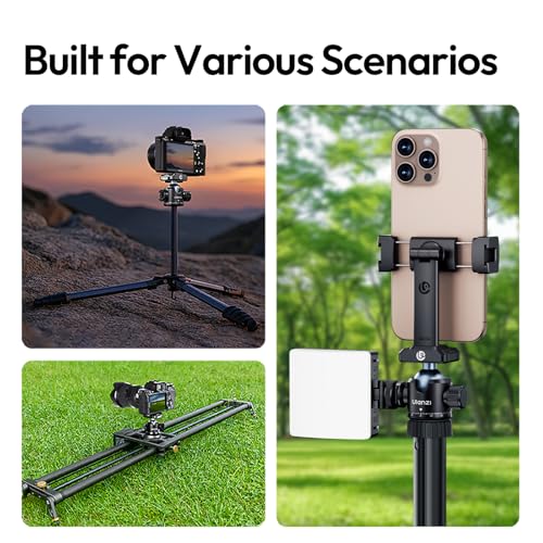 Ulanzi T100 Ball Head, Tripod Ball Head Mount 1/4 & 3/8 inch with Uka Quick Release Plate & Cold Shoe, 360° Rotating Panoramic Ball Head for DSLR Camera,Tripod,Monopod,Slider,Camcorder, 13lbs/6kg Load