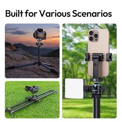 Ulanzi T100 Ball Head, Tripod Ball Head Mount 1/4 & 3/8 inch with Uka Quick Release Plate & Cold Shoe, 360° Rotating Panoramic Ball Head for DSLR Camera,Tripod,Monopod,Slider,Camcorder, 13lbs/6kg Load