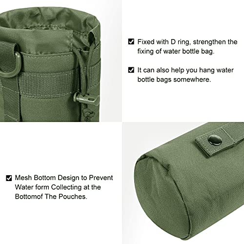 3 Pack Molle Pouch Combo Water Bottle Pouch Holder Tactical Molle Pouches Compact Utility Waist Bag Pack - color: Combo D:Green