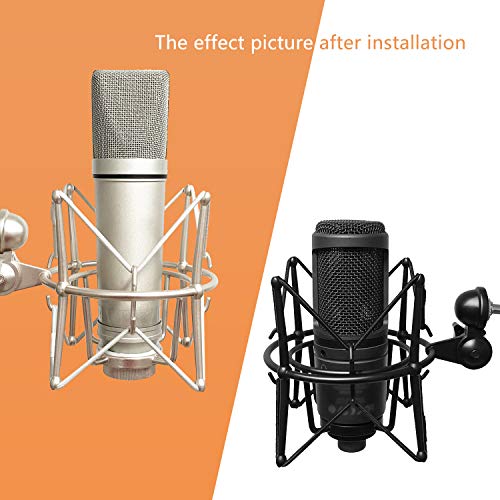 Microphone Shock Mount Mic Holder - Anti Vibration Spider Shockmount Compatible with Many Condenser Mics Like AT2020 MXL 770 MXL 990 Samson C01 Rode Procaster NT1-A Neumann U87 etc. - color: silver