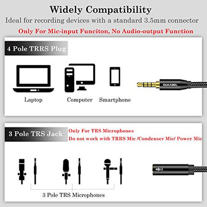 DUKABEL DC4 3.5mm TRS to TRRS Adapter Cable, Microphone Audio Adapter, TRS Female to TRRS Male Converter for Smartphone, PS4, Tablet, Laptop - size: TRS Female to TRRS Male