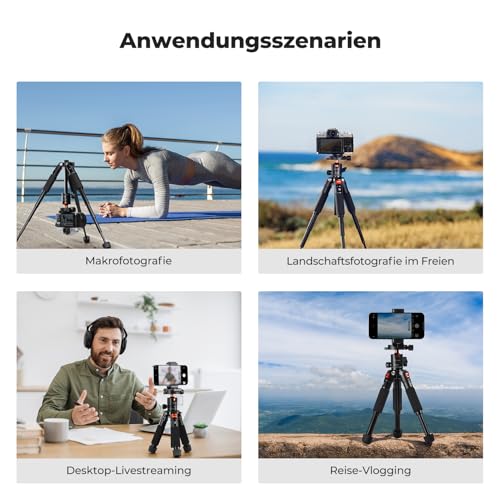 K&F CONCEPT 21.6'' Mini Desk Tripod. | Ball Head, Load up to 13.22 lbs/6 KG, 1/4 inch Quick Shoe Plate, Phone Holder, For DSLR Camera Phone - style: S225A0+BH-25L