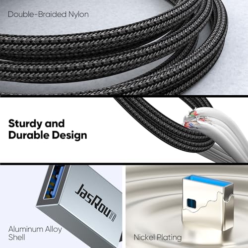 USB Extension Cable 1FT 2Pack, Short USB A 3.0 Extender Cord 5Gbps High Speed Data Transfer & Charging Male to Female Braided for TV Flash Drive Keyboard Mouse Webcam Printer Monitor - size: 1 Feet, style: 2 Pack