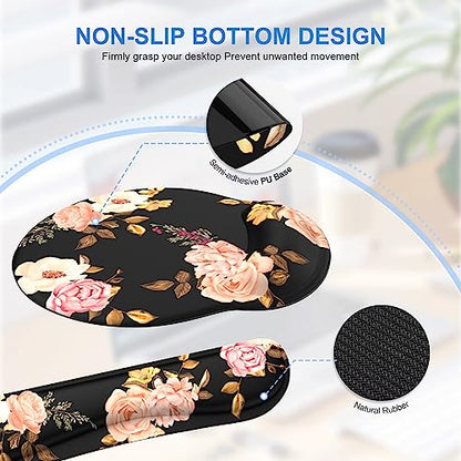 iCasso Desk Mat, Gaming Mouse Pad Wrist Support Set,4in1 XXL Large Mousepad + Keyboard Wrist Rest+Mouse Wrist Rest+Coaster Set with Ergonomic Design for Home Office Table Computer-Penoy - color: Penoy
