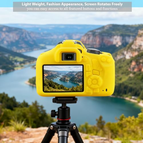 Case for Canon EOS Rebel T7 Rebel T6 Camera, Soft Silicone Rubber Protective Camera Case Cover Accessories, Lightweight, Anti-Scratch with Button Marking for EOS Rebel T7 T6 (Yellow) - color: Yellow
