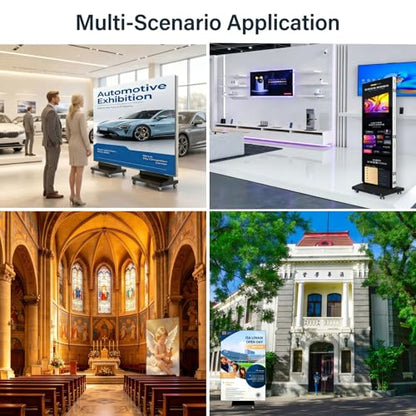 91" LED Digital Signage Display with Flight Case, Triple Foldable Spliceable LED Poster Screen,GOB Commercial Kiosk, Smartphone One-Cick Control, for Events, Rentals - size: Large fold & Flight Case