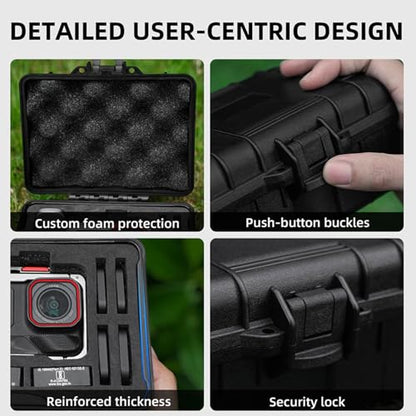Hard Storage Case Compatible with Insta360 Ace pro/Ace pro 2 Grip Kit, Action Camera Accessory Carrying Bag Travel Safety Box Waterproof Case, Black