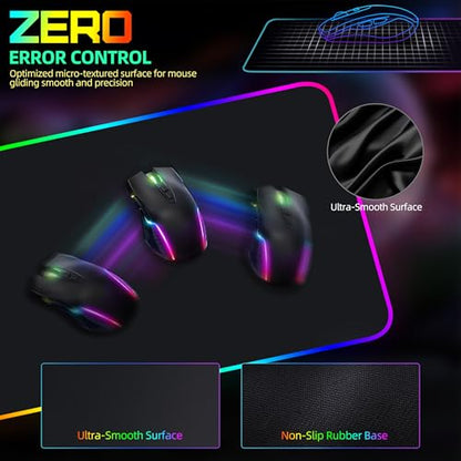 Mouse Pad with Wireless Charging, RGB Gaming Mousepad, Large Desk Mat with Ultra-Smooth Surface, Non-Slip Mouse Mat, Waterproof Computer Keyboard Pad for Gaming, Desk, Office, PC, 800x400x4MM, Black - color: Black-rgb+wireles Charging