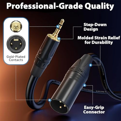 Cyberguys! 3.5mm to XLR Cable, 1/8 to XLR Male Audio Cord, TRS Jack Connector, Nickel-Plated with PVC Jacket, Balanced Cable for Mixer, Powered Speaker, Microphone, Sound Card, Studio Equipment,15ft - size: 15ft