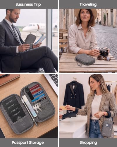 Travel Passport Holder - Family Passport Wallet Holder for Travel | lightweight - color: New Grey