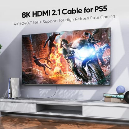 Short HDMI Cable 1 FT 2-Pack, 48Gbps Ultra High Speed 8K HDMI 2.1 Cable Braided, 1 Foot HDMI Cable for Camera, Field Monitor, External Recorder, Laptop, PC,PS4/PS5, Soundbar, Splitter,Computer