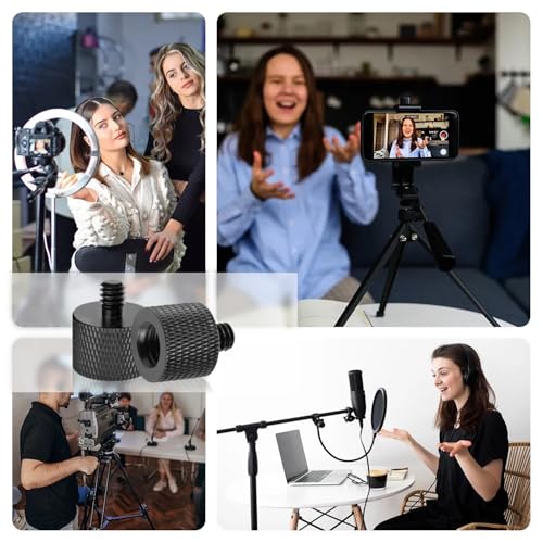 2 Pack 3/8" Female to 1/4" Male Screw Adapter Thread for Tripod Accessories Microphone Holder Camera Mount