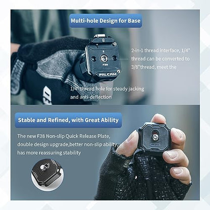ULANZI F38 Multi-Hole Camera Quick Release Plate Kit, w 1/4" to 3/8" Screw Thread, Quick Release System QR Plate Camera Tripod Mount Adapter for Sony Canon Monopod DSLR Stabilizer Slider DJI - size: F38 Pro
