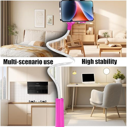 360-Degree Rotating Phone Stand, Adjustable Phone Holder for Desk, Flexible Phone Mount for Video Calls and Watching Videos - color: Pink