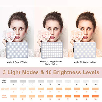 Newmowa 60 LED High Power Rechargeable Clip Fill Video Conference Light | with Front & Back Clip, Adjusted 3 Light Modes for Phone, iPhone, Android, iPad, Laptop, for Makeup, TikTok, Selfie, Vlog