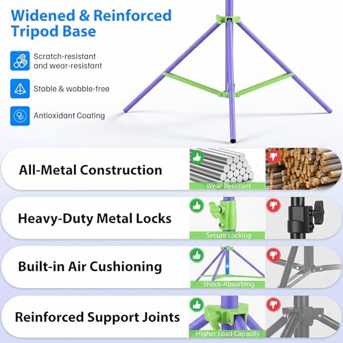 Light Stand Photography, 9.2ft/280cm Air-Cushioned Heavy Duty Studio Light Stand with 1/4" and 3/8" Screw, Aluminum Photo Video Tripod Stand for Ring Light, Softbox, LED Panel, Max Load 22lb - color: Green