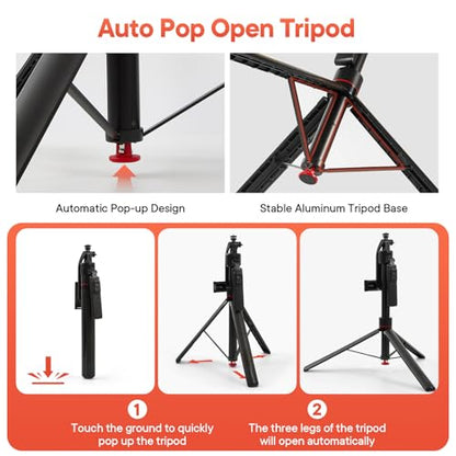 Vlogging Kit for iPhone/Android, 70”Auto Face Tracking Tripod Auto-Open Tripod Stand for iPhone with Light, Wireless Microphones with Remote, YouTube Starter kit for TikTok, Vlogging