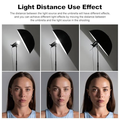 Godox UB-130S 51.2" 130cm Parabolic Deep Reflective Umbrella Silver Inner Photography Studio Soft Light Umbrella with Withe Diffuser Cover for Video Studio Shooting (130Silver) - color: Silver, size: 51.2"