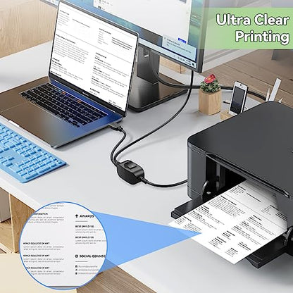 Herfair Printer Cable Splitter 1 in 2 Out Printer Splitter for Two Computers USB-B Male to Dual USB Male Y Cable for Two Computers Share One Printer/Scanner/Fax Machine - 2.5M/8FT, Black - size: 2.5