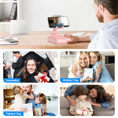 TechGlow Gifts for Men Women Foldable Cellphone Stand with Charging Function Birthday Gift Idea for Mom Dad Cool Gadget Tech Gifts-Pink - color: Pink
