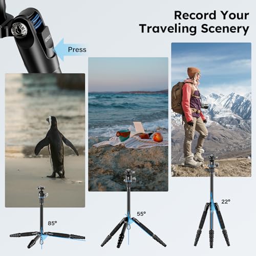 SIRUI Carbon Fiber Travel Tripod - Lightweight 55.1" Compact Tripod with 360° Panorama Ball Head, Quick Release Plate (AM-025K+KS-5) - size: AM-025K+KS-5 - 55.1 inches