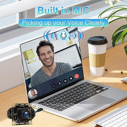 ELP 3.6mm Lens Raspberry Pi 1080P H.264 Microphone PC Web USB Security Camera for Computer Mini UVC USB2.0 Video Audio Webcam Board 2MP CMOS AR0330 Lightburn Laser Camera for Laptop - size: 3.6mm lens