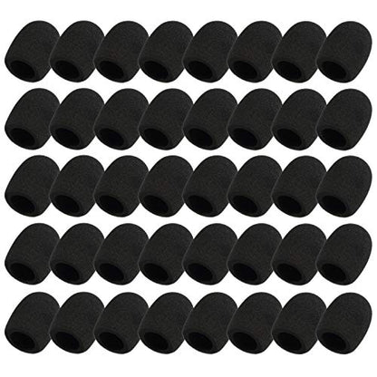 Foraineam 40 Pack Foam Mic Covers Handheld Microphone Windscreen Black Mic Sponge Foam Cover Shield