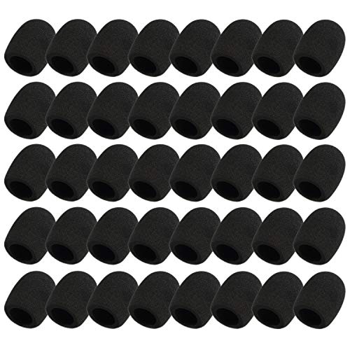 Foraineam 40 Pack Foam Mic Covers Handheld Microphone Windscreen Black Mic Sponge Foam Cover Shield
