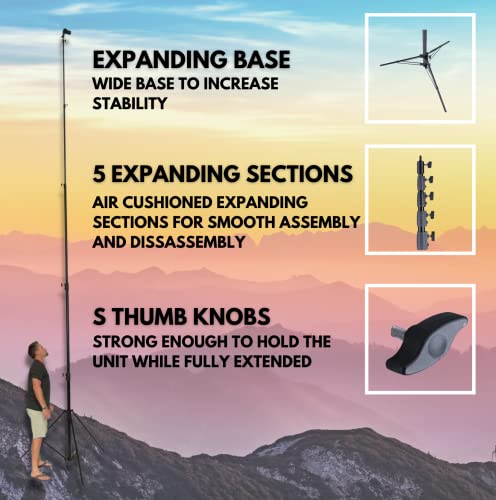 Glide Gear TST 20 Sky High 20' Tall Video Camera Tripod Stand – Air-Cushioned Telescoping Sections, Supports Up to 8 lbs – Ideal for Overhead Shots in Film & Photo - Stabilization Kit Included - size: TST 20 - 20 Ft. Tripod