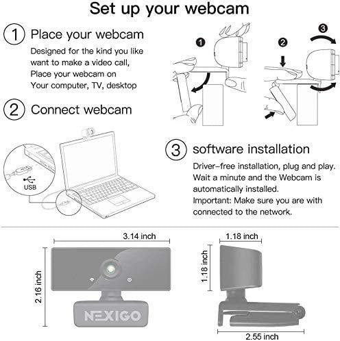 NexiGo N660 1080P Business Webcam with Dual Microphone & Privacy Cover, USB FHD Web Computer Camera, Plug and Play, for Zoom/Skype/Teams Online Teaching, Laptop MAC PC Desktop (Renewed) - style: 1080P Webcam