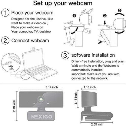 NexiGo N660 1080P Business Webcam with Dual Microphone & Privacy Cover, USB FHD Web Computer Camera, Plug and Play, for Zoom/Skype/Teams Online Teaching, Laptop MAC PC Desktop (Renewed) - style: 1080P Webcam