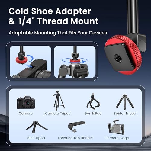 Itramax Magnetic Cold Shoe Camera Phone Mount for Magsafe,1/4" Threaded Hole iPhone Tripod Holder for iPhone 17 Pro Max 16 15 Plus 14 13 12,Samsung,Canon Nikon Sony DSLR,360° Rotation Photography - color: Black