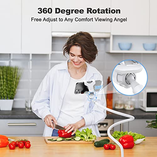 Gooseneck Cell Phone Holder, Universal 360 Flexible Phone Stand Lazy Bracket Mount Long Arms Clamp for Phone 13 Pro Xs Max XR X 8 7 6 6s Plus and Other 3.5~6.7'' Device (White)… - color: White