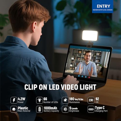NEEWER Entry Level Version LED Selfie Light, Plastic Clip on Phone Fill Lighting for iPhone, 66 LEDs CRI92 Portable for Computer Laptop Webcam Zoom Video Conference Makeup Recording Streaming, N6
