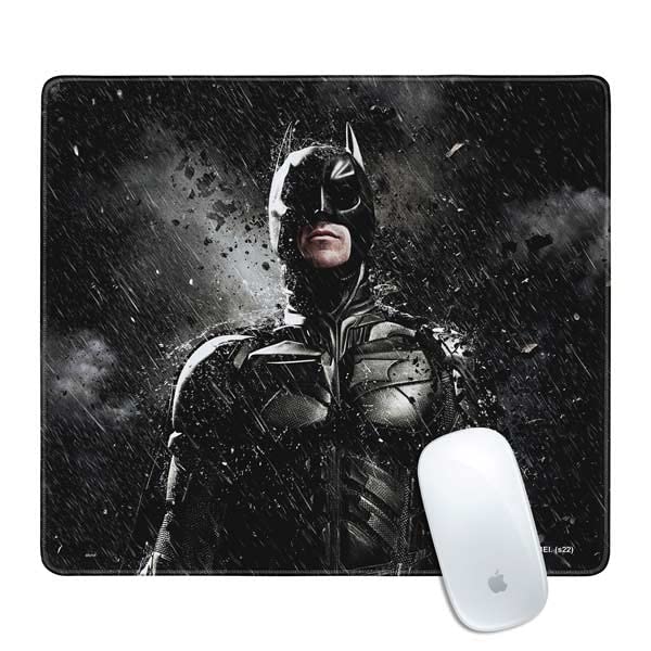 Skinit Small Gaming Mouse Pad - Officially Licensed The Dark Knight Rises Raining Design with Stitched Edges, Waterproof, Non-Slip Rubber Base, Desk Mat for Keyboard & Mouse, 12.6" x 11" inches - color: Black - DRKNTR03, size: 12.6" x 11"