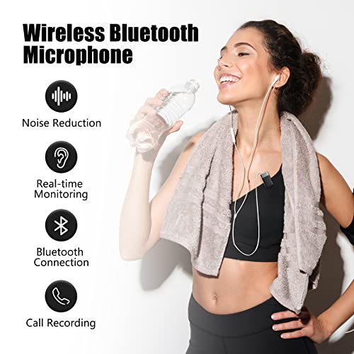 SabineTek AudioWow - Bluetooth Lapel Mic, Wireless Clip-on Microphone, Bluetooth Lavalier Mic for Smart Phone, Recording, Vlogging, Mixing