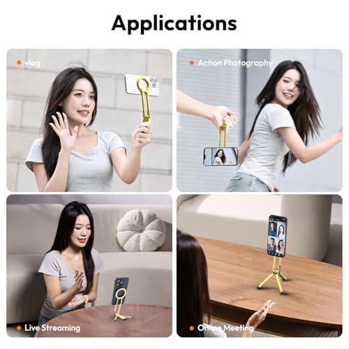 ULANZI MA30 Magnetic Phone Tripod Stand for iPhone - Aluminium Maglock Smartphone Mini Tripod Pocket Cell Phone Stand Strong Magnet Quick Mount Compatible with iPhone 17 16 15 14 13 12 Series, Gold - color: Gold