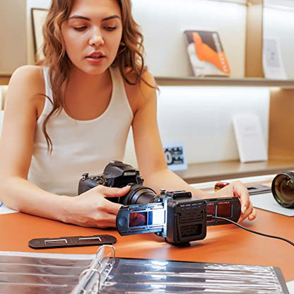 JJC Photo Slide and Film Digitizer Converter with 10-Levels Brightness LED Backlight for 35mm Slide and Negatives Copying Scanning to Digital for Select Canon Nikon Sony Macro Lenses - size: Negative Digitizer with LED Light