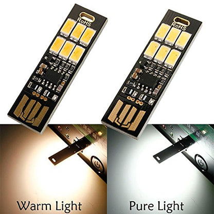 Yitee 5pcs LED Circuit Boards USB Light Keychain Super Bright 6 LEDs Mini USB Light Lamp with Smart Touch Electrodeless Dimming Switch for Laptop Keyboard Light(Warm White), Qty:5