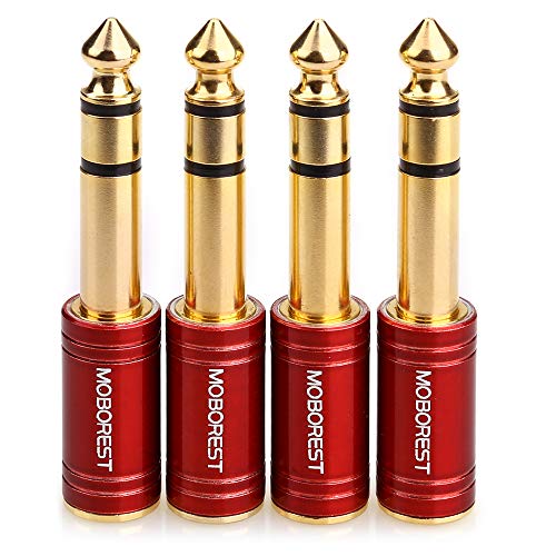 MOBOREST 4PCS 1/4 Inch to 3.5mm TRS Headphones adapte, Upgrade 6.35mm Pure Copper to 1/8 Inch Jack Female Stereo Adapter for Headphone amp adapte etc - Fashion Red - color: 4RED