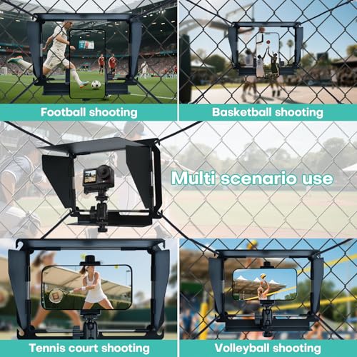 Baseball Fence Phone Mount, 3-Sided Anti-Glare Sunshade, Clear Game Footage in Bright Sunlight, Quick Setup, Durable Metal Frame, Fits iPhone, GoPro, Mevo Start
